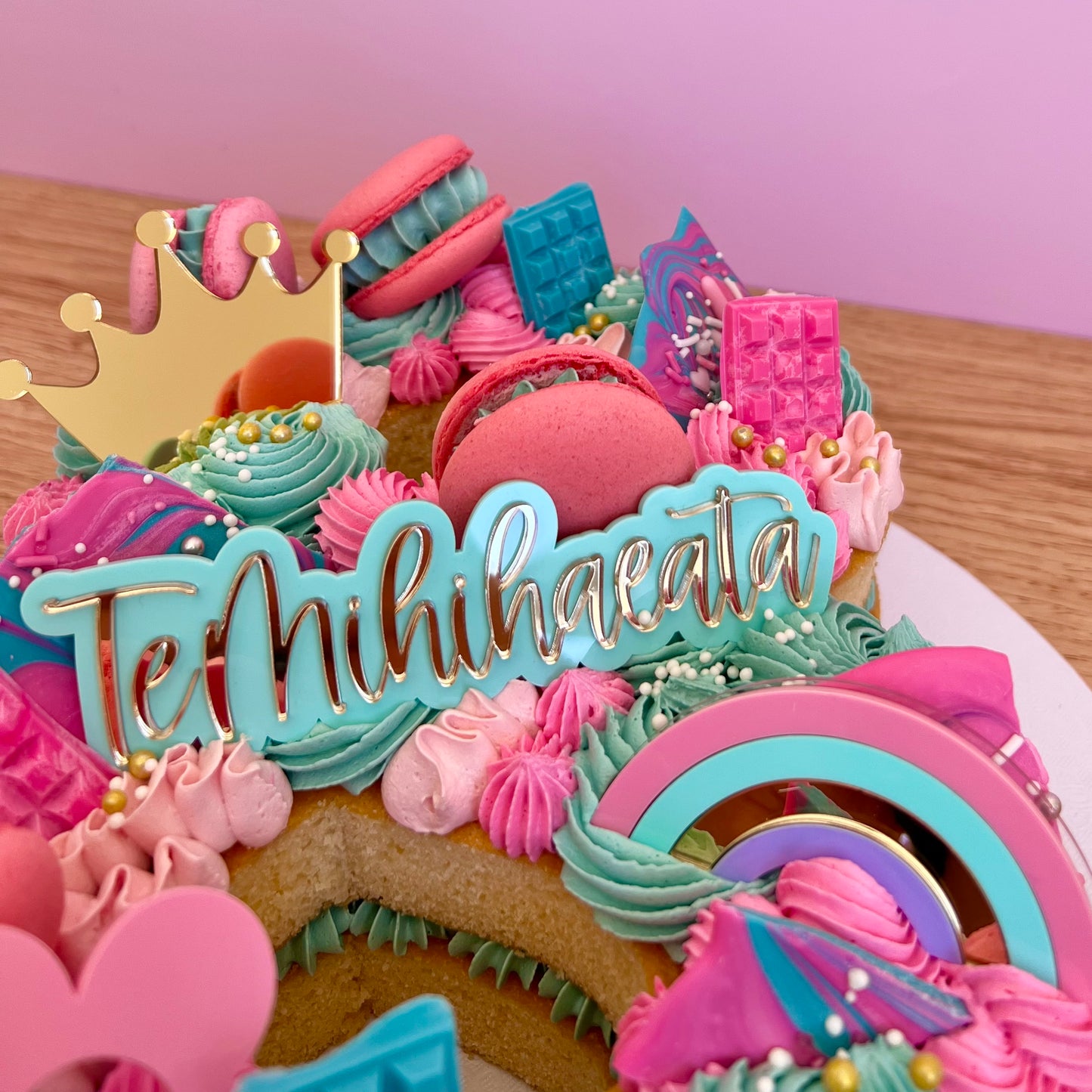 Turqoise + Pink Digit / Letter Cake