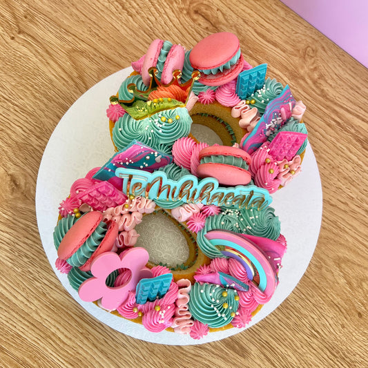Turqoise + Pink Digit / Letter Cake
